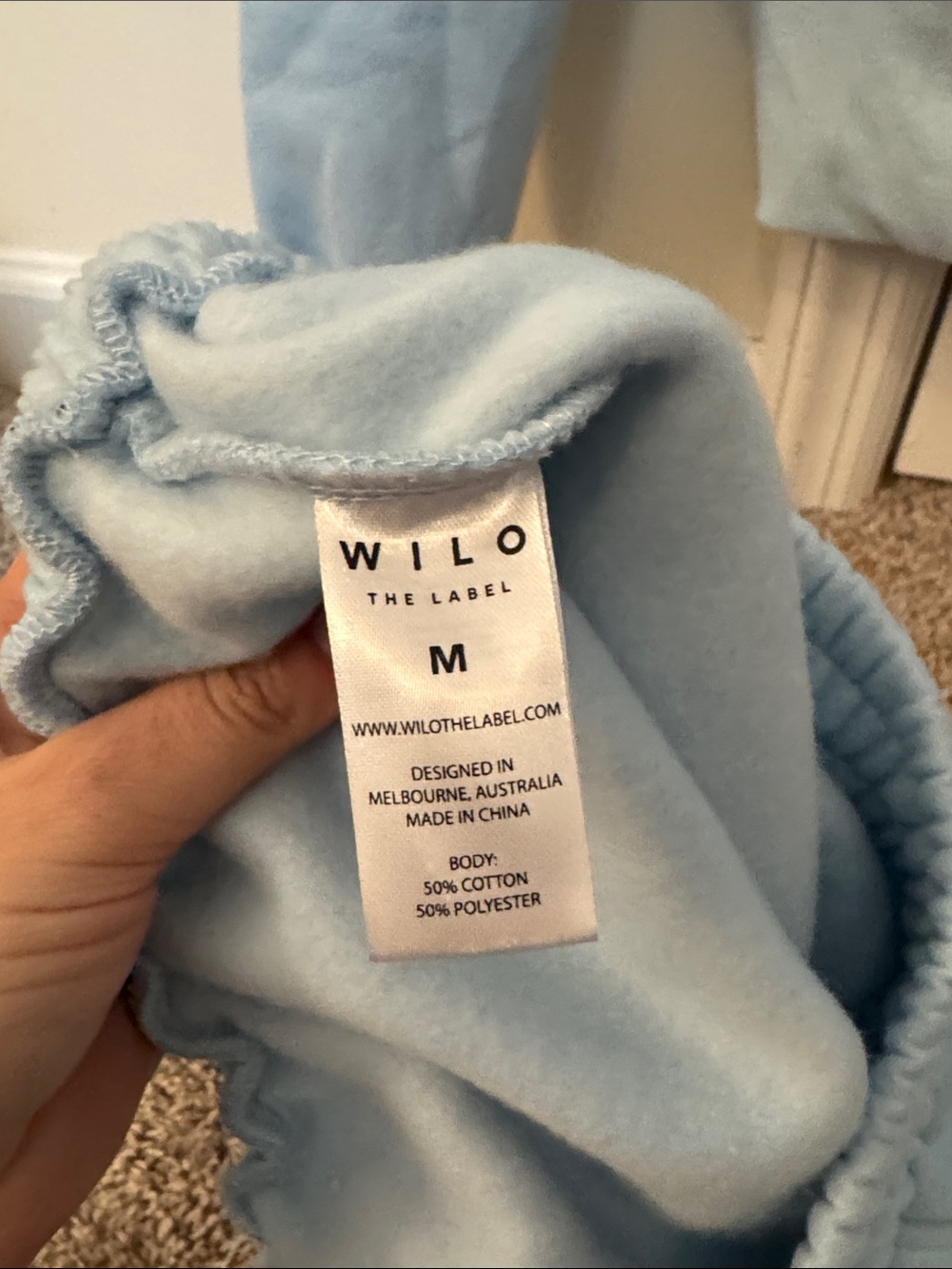 Wilo Wellness Club Light Blue Fleece Hoodie & Shorts Set Women's Size Medium - Picture 8 of 9